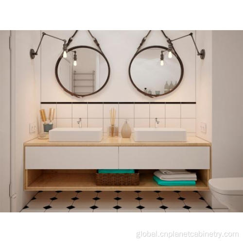  double sink bathroom vanity Italian Wall Hung Countertop Open Shelf Bathroom Vanities Supplier